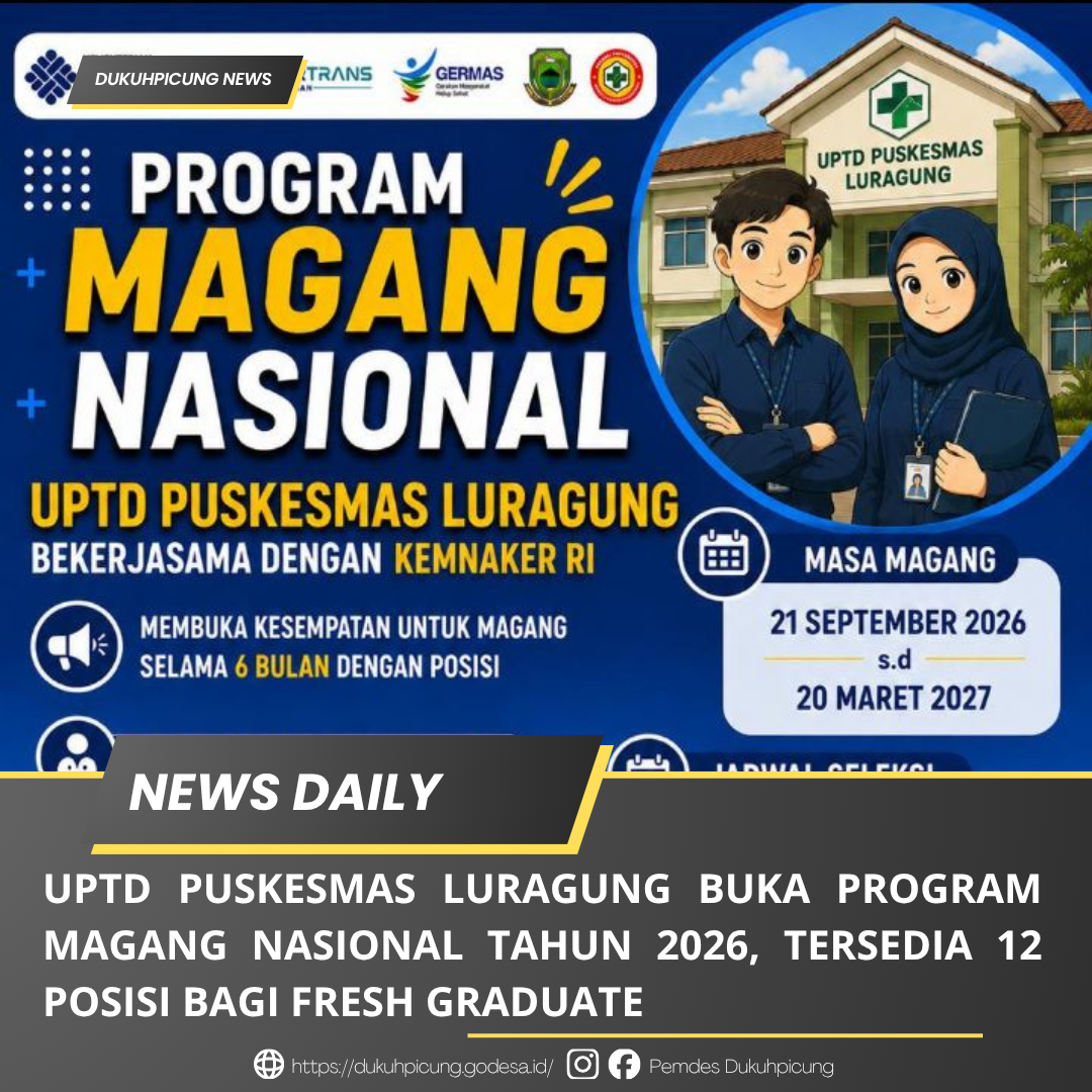UPTD Puskesmas Luragung Buka Program Magang Nasional Tahun 2026, Tersedia 12 Posisi bagi Fresh Graduate